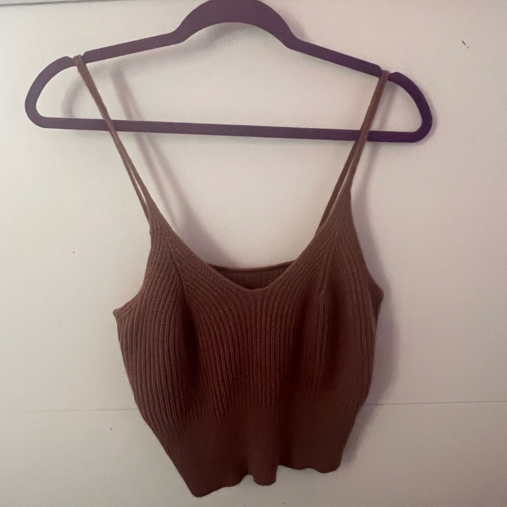 Brown Knit Tank-Top